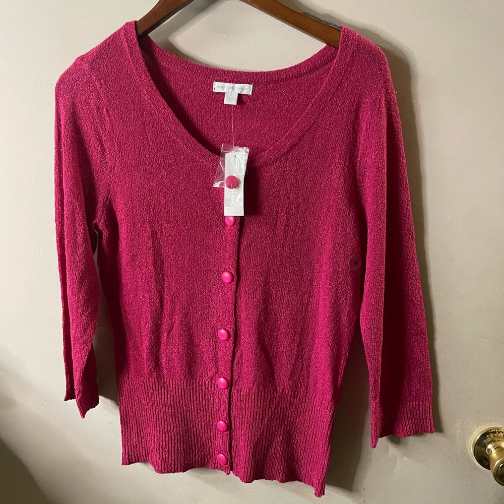 New York & Company 3/4 sleeve scoop neck, button down cardigan